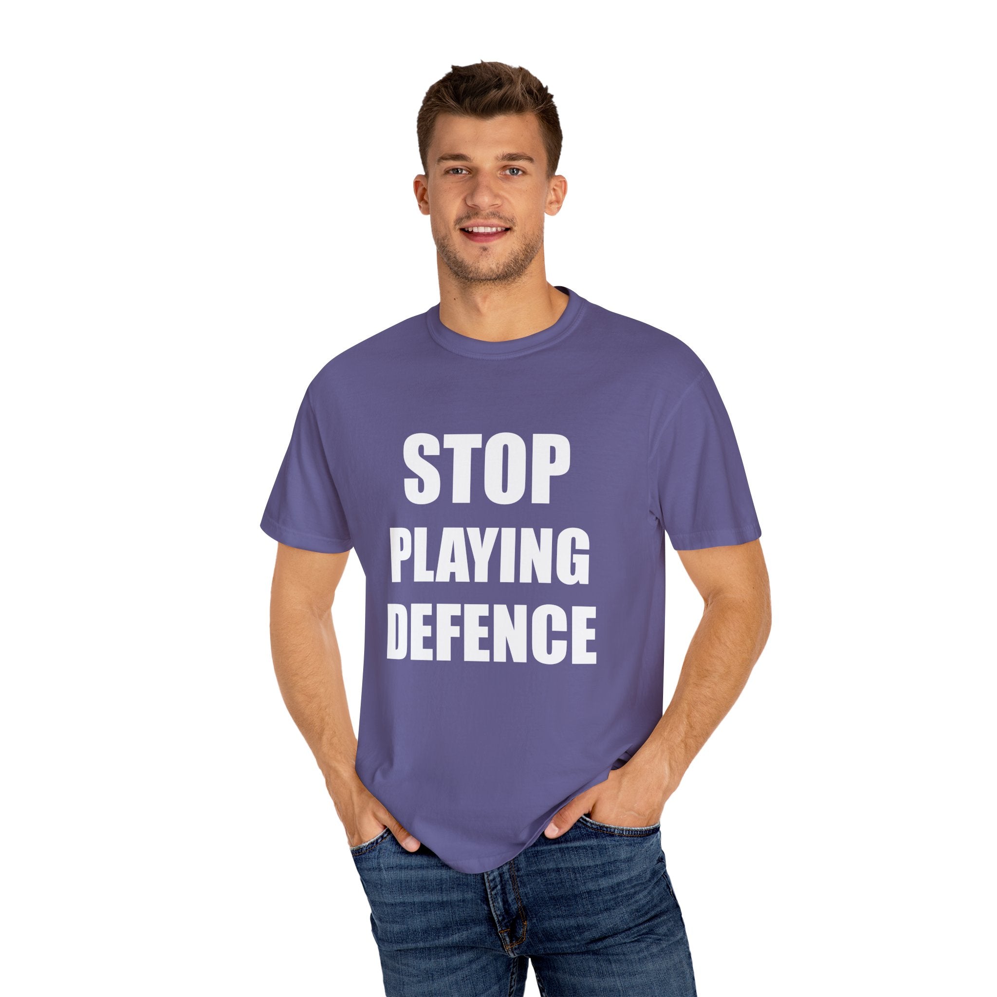 Stop Playing Defence Unisex tee shirt