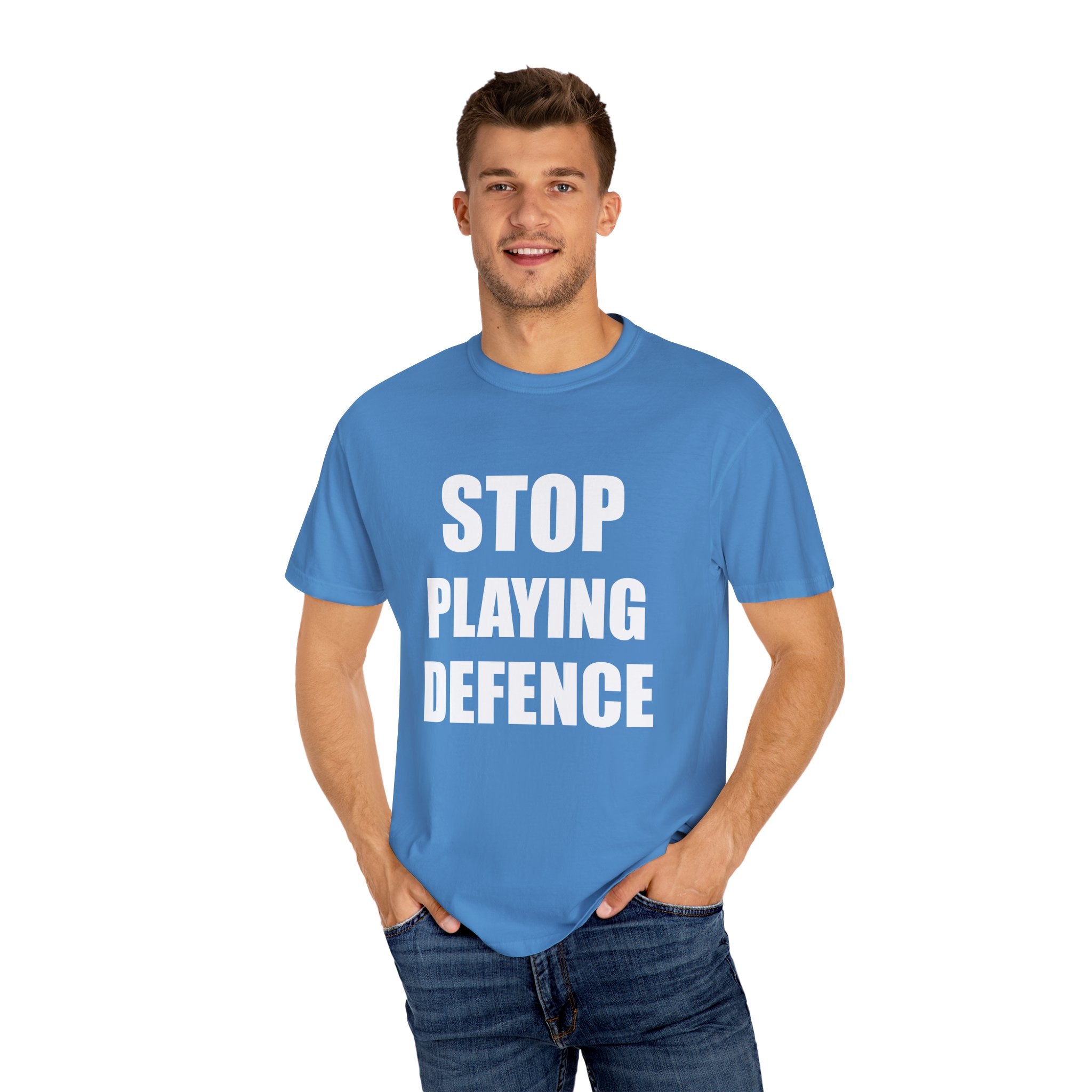 Stop Playing Defence Unisex tee shirt